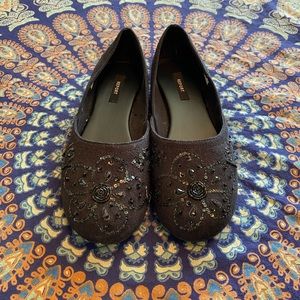 Sparkly Sequin Sueded Black Flats